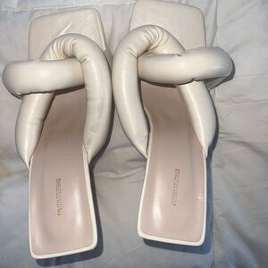 PrettyLittleThing Cream Sculptural Sandals